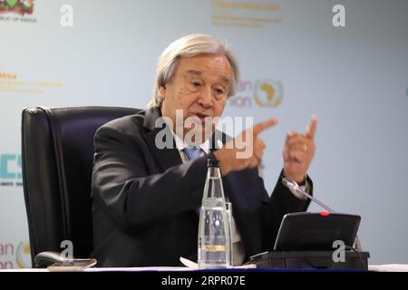 Nairobi, Kenia. September 2023. Generalsekretär der Vereinten Nationen, António Guterres, spricht am zweiten Tag des Afrika-Klimagipfels im Kenyatta International Conference Centre in Nairobi. Quelle: SOPA Images Limited/Alamy Live News Stockfoto