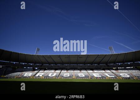 Brüssel, Belgien. September 2023. Die Abbildung zeigt das Stadion während der Einweihung der neuen Strecke im King-Baudouin-Stadion/Koning Boudewijnstadion/Stade ROI Baudouin, Dienstag, 05. September 2023 in Brüssel. Die 47. Ausgabe des Memorial Van Damme Diamond League Meeting findet am 08. September 2O23 statt. BELGA PHOTO ERIC LALMAND Credit: Belga News Agency/Alamy Live News Stockfoto