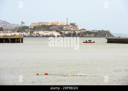 Blick auf Alcatraz Island in der Bucht von San Francisco Stockfoto