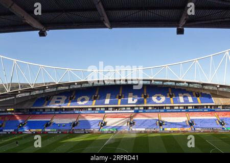 Bolton, UK, 5. September 2023, A General View before the EFL Trophy North Group E match between Bolton Wanderers and Salford City at the Toughsheet Community Stadium on Tuesday 5. September 2023 (Foto: Phil Bryan/Alamy Live News) Stockfoto