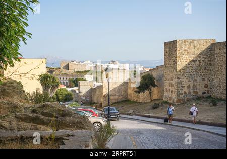 Tarifa Spanien, alte Stadtmauern von Tarifa. Andalusien, Spanien. Stockfoto