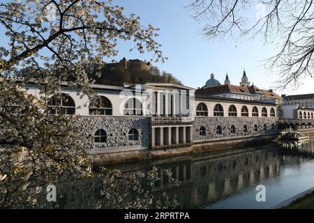 200408 -- LJUBLJANA, 8. April 2020 -- Foto aufgenommen am 7. April 2020 zeigt einen Blick auf den COVID-19-Ausbruch in Ljubljana, Slowenien. SLOWENIEN-LJUBLJANA-LANDSCHAFT PengxLijun PUBLICATIONxNOTxINxCHN Stockfoto