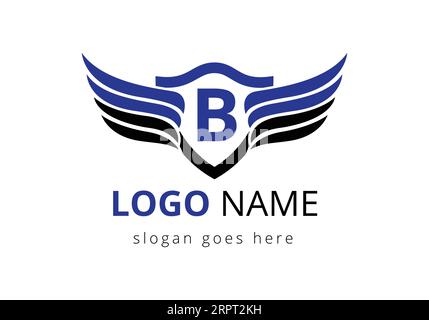 Logo-Design des B-Flügels für das Symbol für Fracht und Transport. Stock Vektor