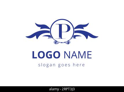 Logo des Buchstaben P für das Symbol für Fracht und Transport. Stock Vektor