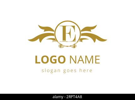 Logo-Design des Buchstaben-E-Flügels für das Symbol für Fracht und Transport. Stock Vektor