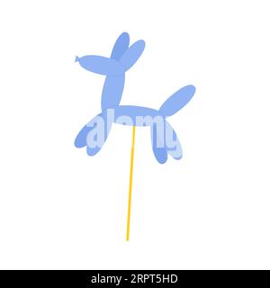 Kreatives blaues Helium-Ballontier. Vergnügungspark Geschenke, Zirkusshow Zeichentrickvektor Illustration Stock Vektor