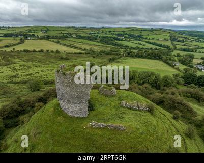 Die Ruinen von Shanid Castle in County Limerick, einer wichtigen anglo-normannischen Festung, zertrümmerten die Schale eines polygonalen Turms, einer großen Erdmotte Stockfoto