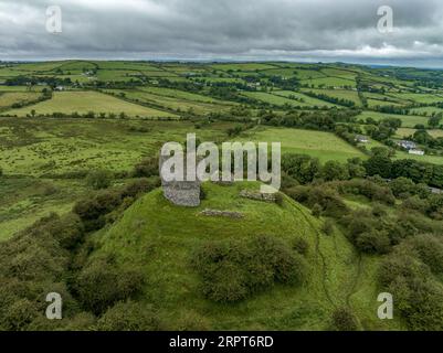 Die Ruinen von Shanid Castle in County Limerick, einer wichtigen anglo-normannischen Festung, zertrümmerten die Schale eines polygonalen Turms, einer großen Erdmotte Stockfoto