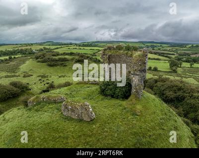 Die Ruinen von Shanid Castle in County Limerick, einer wichtigen anglo-normannischen Festung, zertrümmerten die Schale eines polygonalen Turms, einer großen Erdmotte Stockfoto