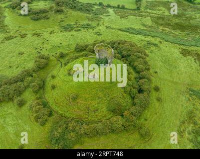 Die Ruinen von Shanid Castle in County Limerick, einer wichtigen anglo-normannischen Festung, zertrümmerten die Schale eines polygonalen Turms, einer großen Erdmotte Stockfoto