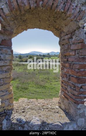 Butrint-Landschaft von venezianischem dreieckigem Schloss Stockfoto