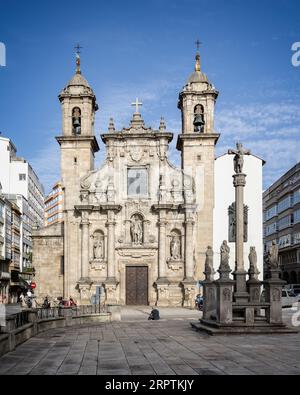 Barocke Georgskirche in La Coruna, Galicien, Nordspanien am 22. August 2023 Stockfoto