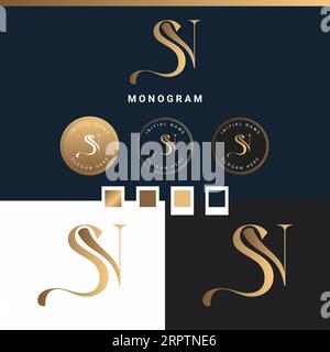 Luxus Initial SN oder NS Monogramm Text Letter Logo Design Stock Vektor