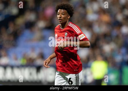 Bolton, UK, 5. September 2023, Ben Collins aus Salford City während des Spiels der EFL Trophy North Group E zwischen Bolton Wanderers und Salford City im Toughsheet Community Stadium am Dienstag, 5. September 2023 (Foto: Phil Bryan/Alamy Live News) Stockfoto