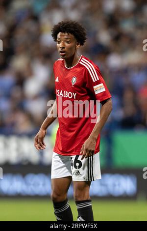 Bolton, UK, 5. September 2023, Ben Collins aus Salford City während des Spiels der EFL Trophy North Group E zwischen Bolton Wanderers und Salford City im Toughsheet Community Stadium am Dienstag, 5. September 2023 (Foto: Phil Bryan/Alamy Live News) Stockfoto