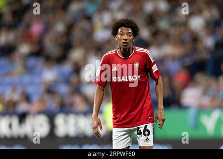 Bolton, UK, 5. September 2023, Ben Collins aus Salford City während des Spiels der EFL Trophy North Group E zwischen Bolton Wanderers und Salford City im Toughsheet Community Stadium am Dienstag, 5. September 2023 (Foto: Phil Bryan/Alamy Live News) Stockfoto