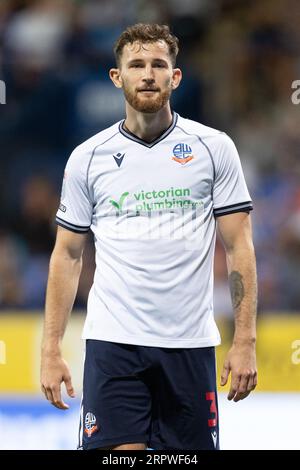 Bolton, UK, 5. September 2023, Jack Iredale von Bolton Wanderers während des Spiels der EFL Trophy North Group E zwischen Bolton Wanderers und Salford City im Toughsheet Community Stadium am Dienstag, 5. September 2023 (Foto: Phil Bryan/Alamy Live News) Stockfoto