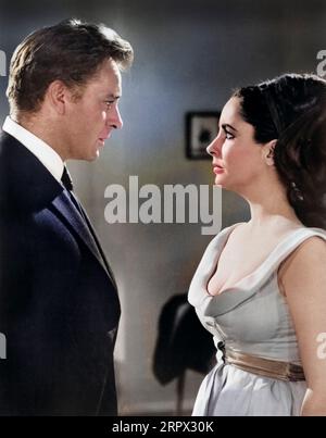 Richard Burton, Elizabeth Taylor, am Set des britischen Films „The V.I.P.s“, MGM, 1963 Stockfoto