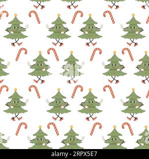 Groovendes nahtloses Muster. Weihnachten Weihnachten Neujahr. Ballon, Weihnachtsbaum, Süßigkeiten, Stock Vektor