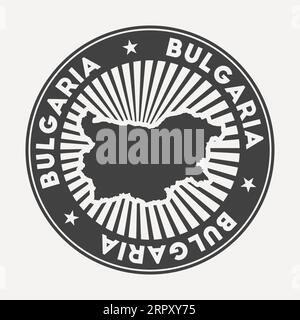Rundes Bulgarien-Logo. Vintage-Reiseabzeichen mit kreisförmigem Namen und Landkarte, Vektorillustration. Stock Vektor
