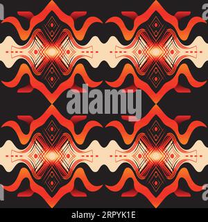 Südwestliches Muster, gewölbte Linien, Pfeile und Rautenmuster Stock Vektor