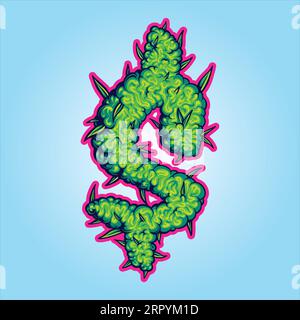 Bud Bucks Marihuana Monogrammiert Dollarzeichen Vektorgrafiken für Ihre Arbeit Logo, Merchandise T-Shirt, Aufkleber und Label Designs, Poster, Greetin Stock Vektor