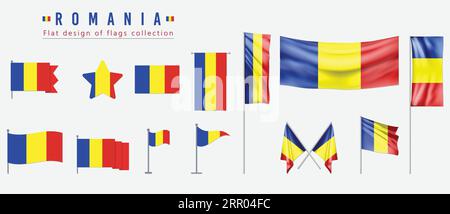 Rumänische Flagge, flaches Design der Flaggen Kollektion Stock Vektor