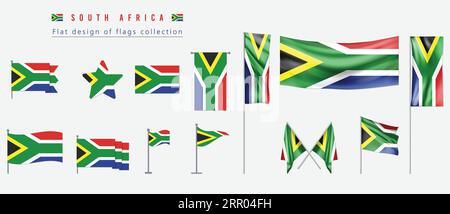 Südafrika Flagge, flaches Design der Flaggen Kollektion Stock Vektor