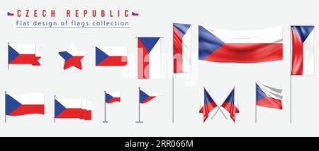 Tschechische Republik Flagge, flaches Design der Flaggen Kollektion Stock Vektor