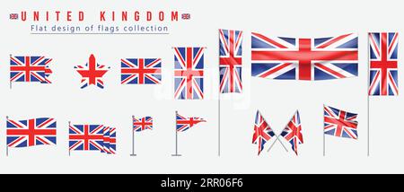 Flagge des Vereinigten Königreichs, flaches Design der Flaggen Kollektion Stock Vektor