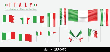 Italienische Flagge, flaches Design der Flaggen-Kollektion Stock Vektor