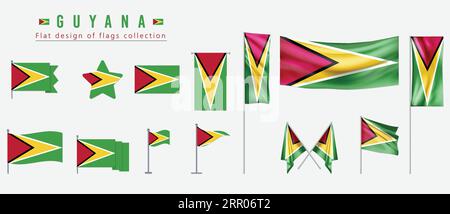 Flagge von Guyana, flaches Design der Flaggen-Kollektion Stock Vektor