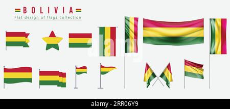 Bolivia Flagge, flaches Design der Flaggen Kollektion Stock Vektor