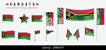 Vanuatu-Flagge, flaches Design der Flaggen-Kollektion Stock Vektor