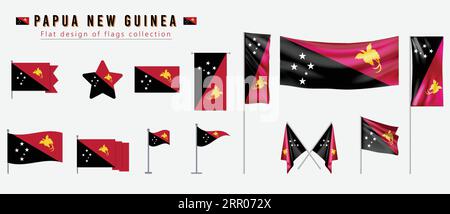 Flagge von Papua-Neuguinea, flaches Design der Flaggen-Kollektion Stock Vektor