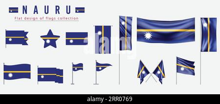 Flagge der Nauru-Inseln, flaches Design der Flaggen-Kollektion Stock Vektor