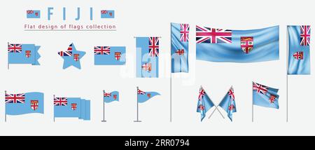 Fidschi-Flagge, flaches Design der Flaggen-Kollektion Stock Vektor