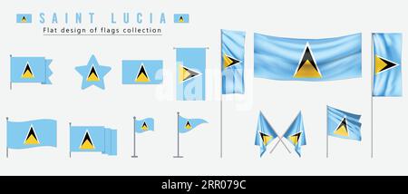 Saint Lucia Flag, flaches Design der Flaggen-Kollektion Stock Vektor