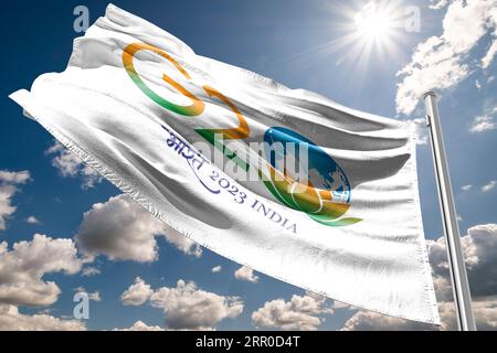 Flagge g20 indien Offizielles indisches G20-Logo, G20 Summit India, G20 2023 Stockfoto