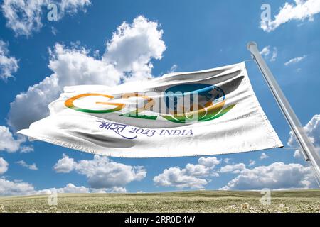 Flagge g20 indien Offizielles indisches G20-Logo, G20 Summit India, G20 2023 Stockfoto