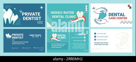 Visitenkarten-Design-Set für Privatzahnarzt Stock Vektor