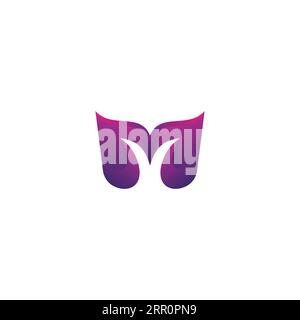 M abstraktes Logo. Buchstabe M mit Farbkombination Lila Stock Vektor