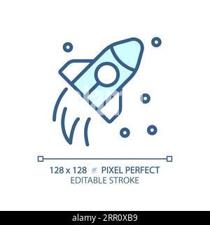 Space Travel Pixel perfektes hellblaues Symbol Stock Vektor