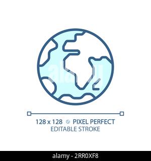 Earth Planet Pixel perfektes hellblaues Symbol Stock Vektor