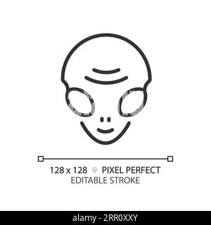 Alien Face Pixel perfektes lineares Symbol Stock Vektor