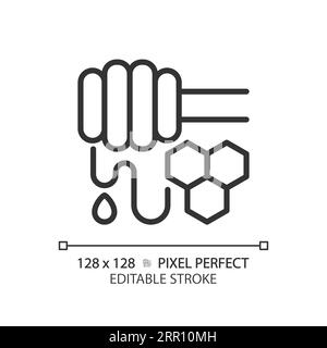 2D anpassbares dünnes, lineares schwarzes Honigsymbol Stock Vektor