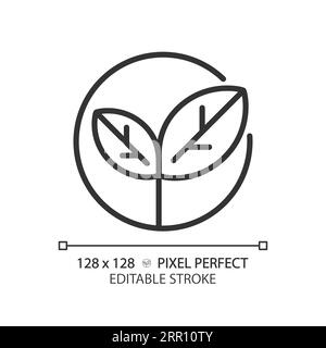 2D-anpassbares dünnes, lineares, schwarzes vegetarisches Symbol Stock Vektor