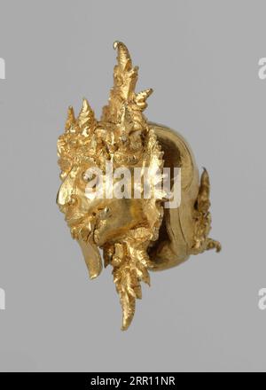 Viereckige Verzierung, Ostjavanisch, ca. 1300 - ca. 1400 Gold, Stockfoto