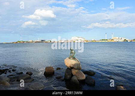 Die kleine Meerjungfrau Skulptur in Kopenhagen, Dänemark. Stockfoto