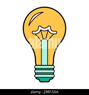 Glühlampensymbol der Wissenschaftsschule. Laborcartoonausrüstung für Sportunterricht. Kühnes, brillantes Konzept, kreative Idee, Strategie, Geschäftserfolg Stock Vektor